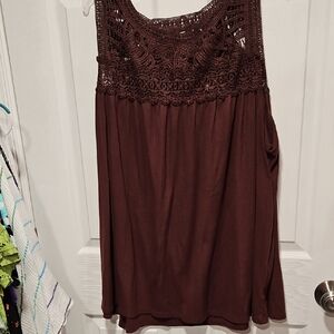 torrid Brown Crochet Yoke Tank Top